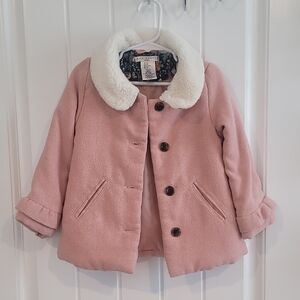 Max Studio Pink Pea Coat with White Collar
